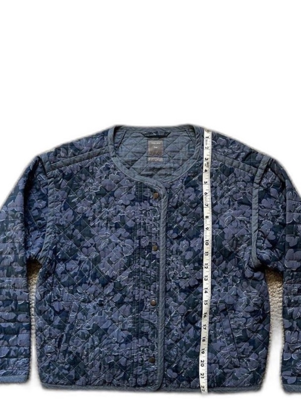 GAP Navy Quilted Floral-Print Shirt Jacket
